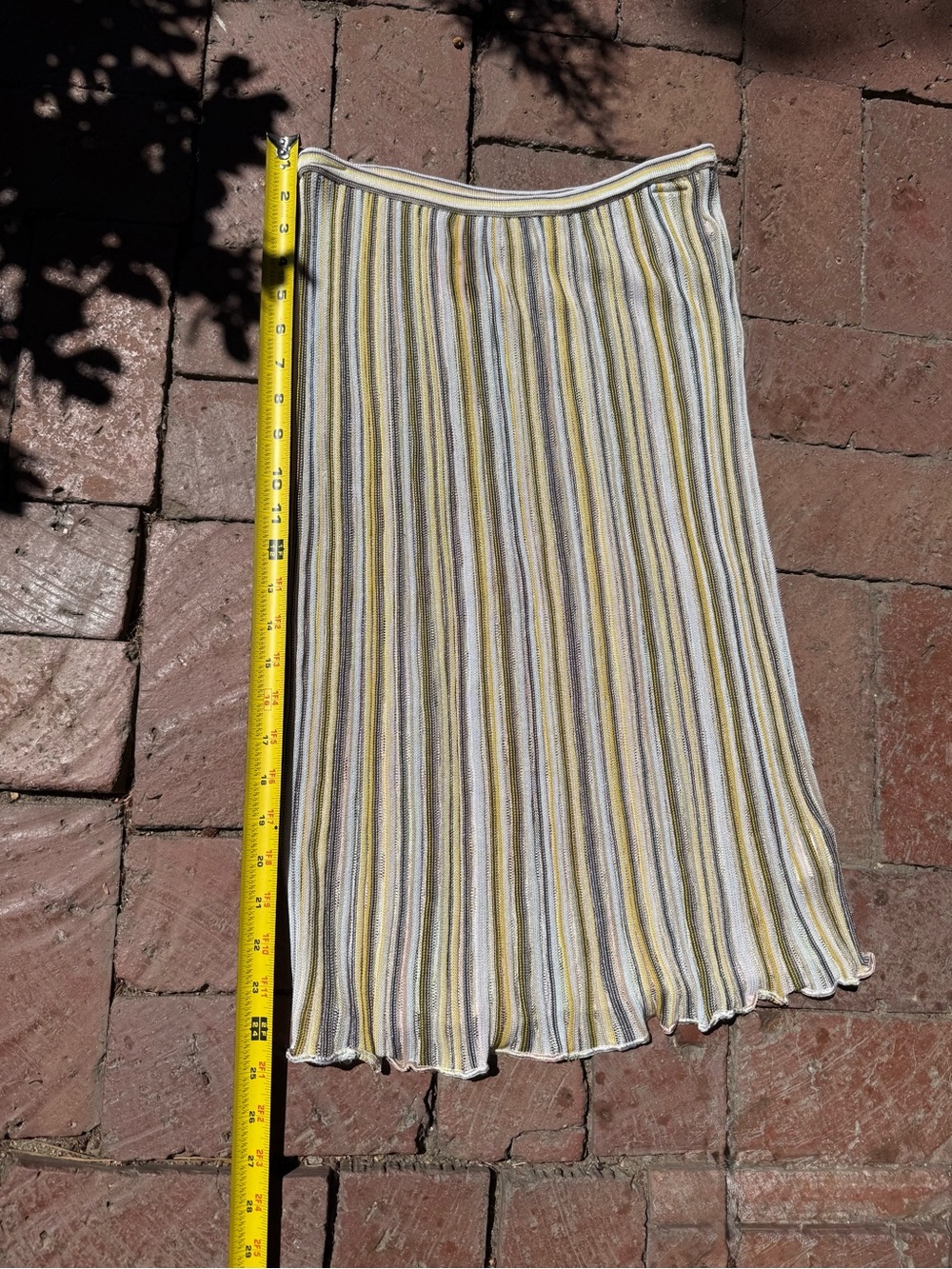 Missoni Vertical Stripe Knit Midi Skirt in Yellow, Cream and Gray - Picture 4 of 4